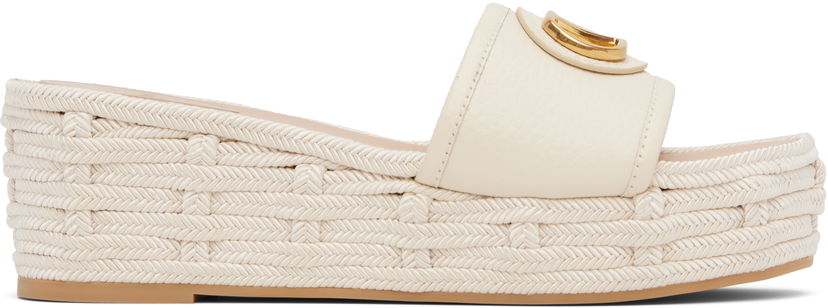 Kengänhoito Valentino Valentino Garavani VLogo Signature Espadrille Wedge Sandals Beige | 6W0S0LY8DTW