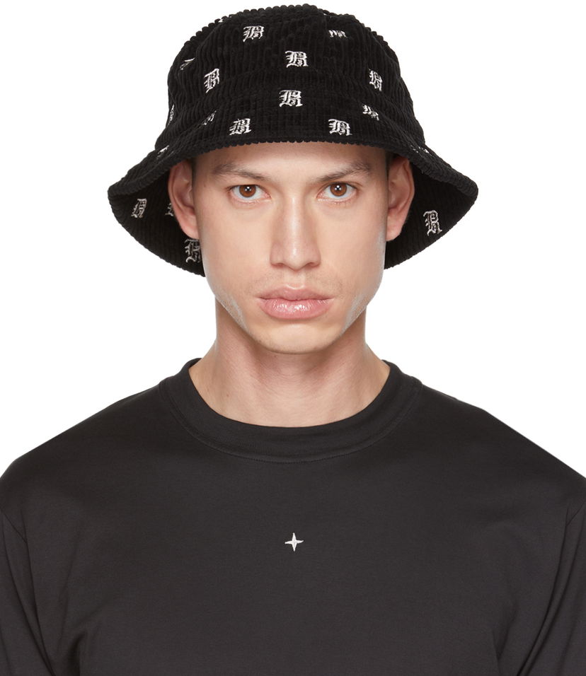Hattu R13 R13 Corduroy Allover Logo Bucket Hat Musta | R13WA026-R153B