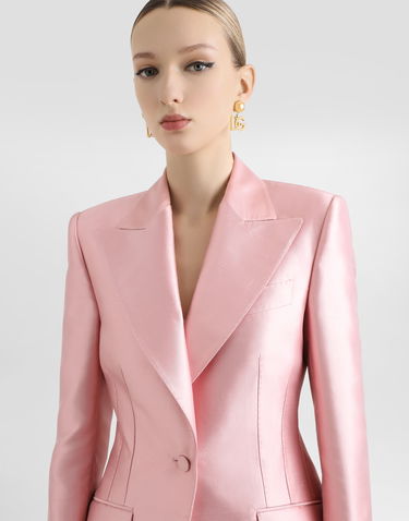 Takki Dolce & Gabbana Dolce & Gabbana Women's Single-Breasted Silk Shantung Jacket Vaaleanpunainen | F29QGTFU1JKF1452, 1