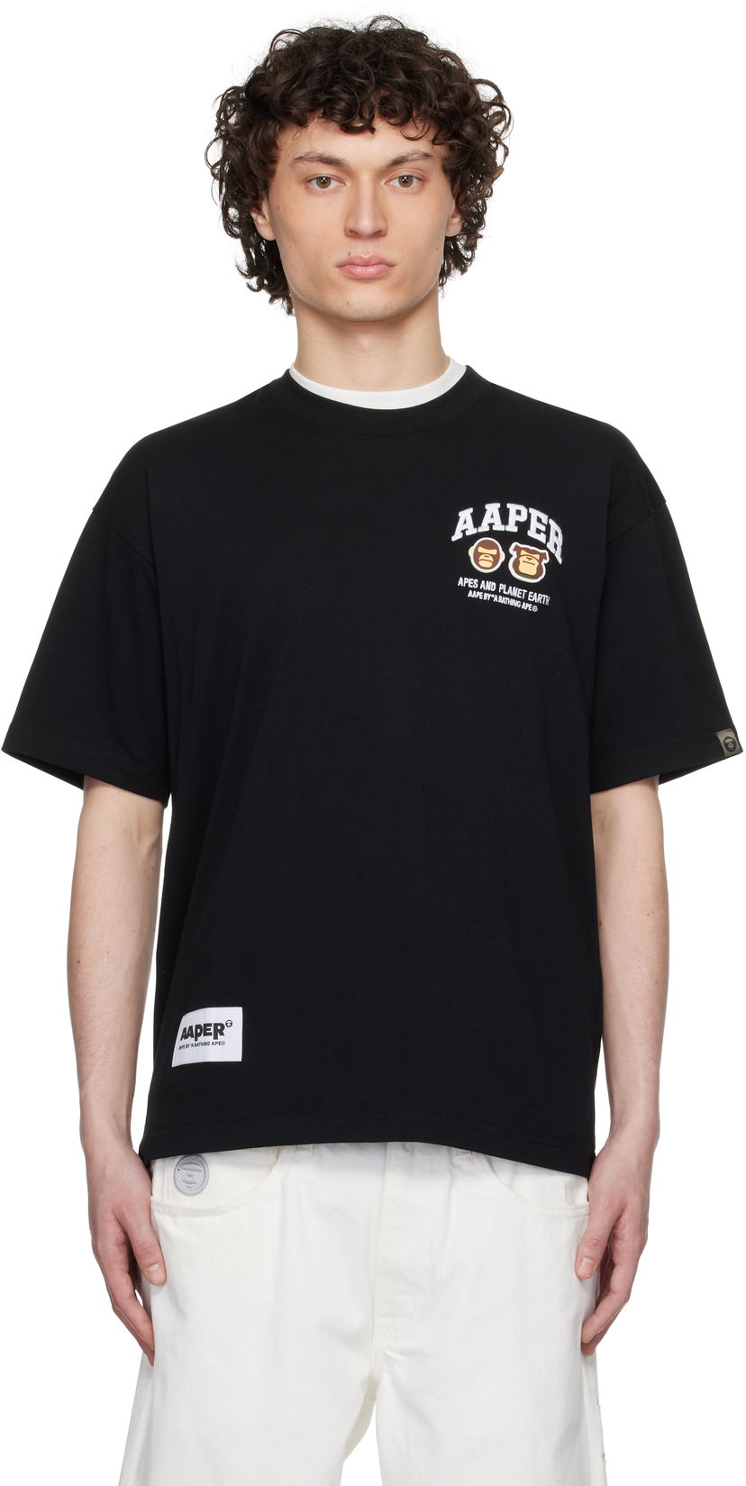 T-paita AAPE by A Bathing Ape AAPE By A Bathing Ape 'AAPER' Logo Short Sleeve T-Shirt Musta | AAPTEM1611XXNBKX