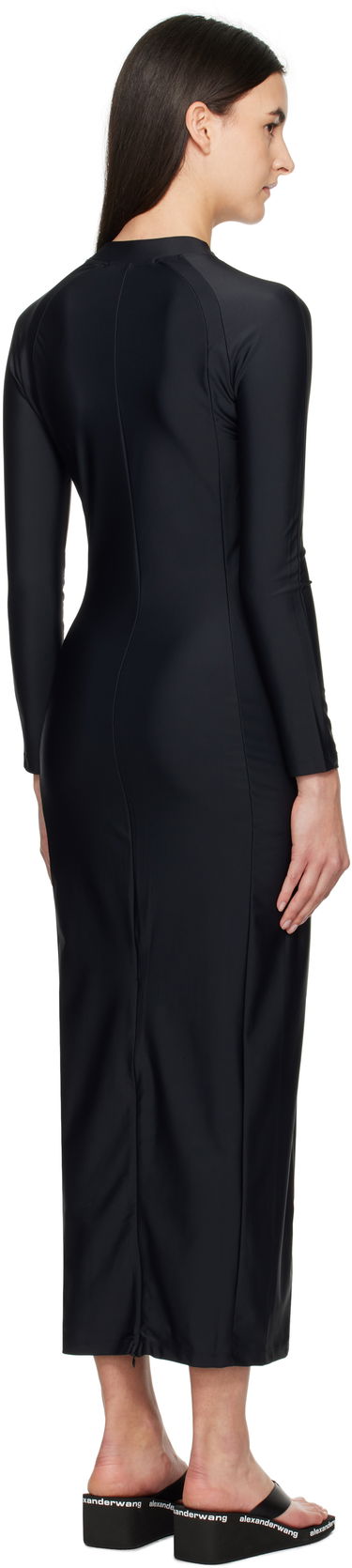 Mekko Alexander Wang Alexander Wang Rashguard Long Sleeve Maxi Dress Musta | 4CC1256293, 2