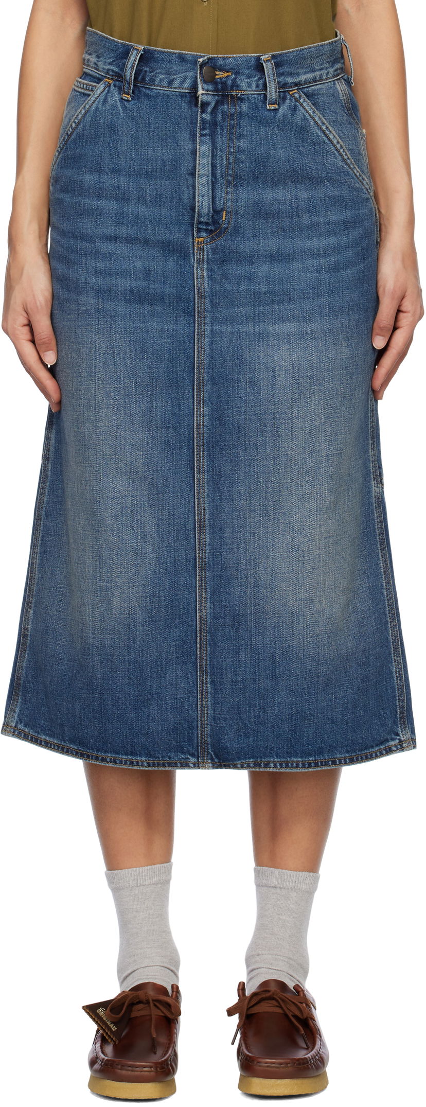 Hame Carhartt WIP Single Knee Denim Midi Skirt Sininen | I034224 014L