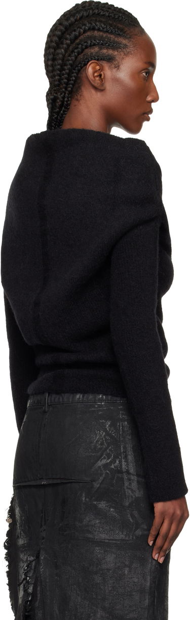Villapaita Rick Owens Rick Owens Concordians Runway Draped Neck Long Sleeve Sweater Musta | RO02E4675 KWP, 2
