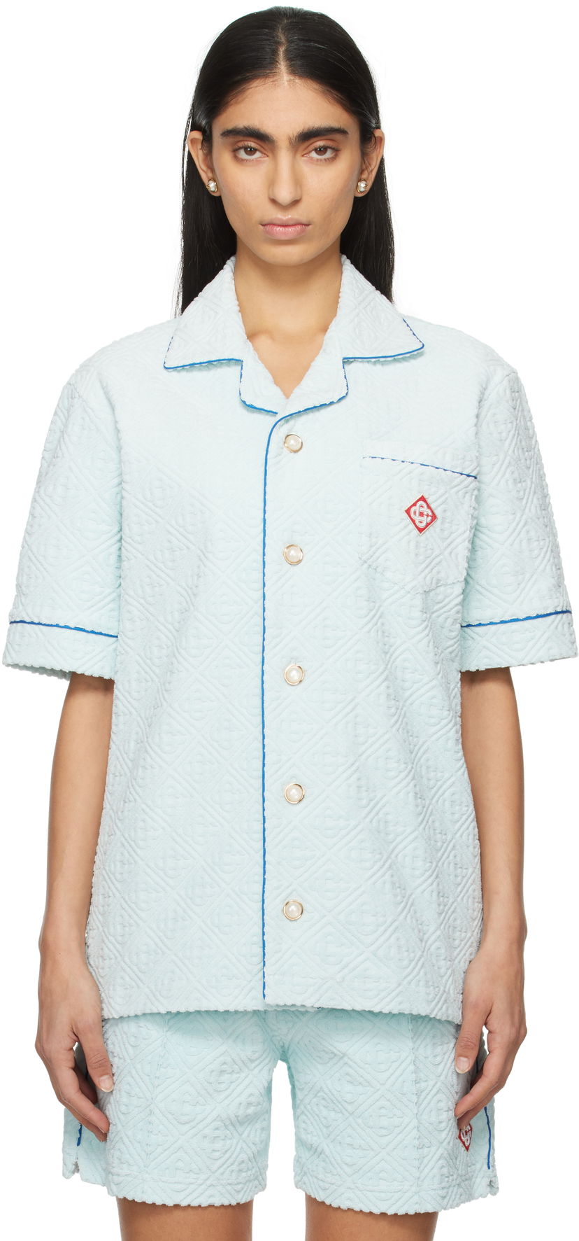Paita Casablanca Monogram Towelling Relaxed Fit Shirt Sininen | U-MPS25-SH-085-01