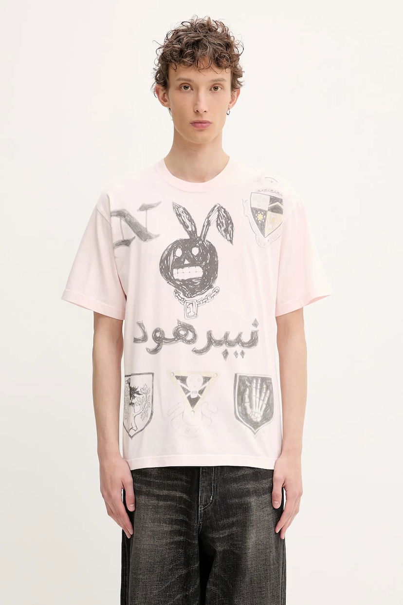 T-paita Neighborhood NEIGHBORHOOD NH . TEE SS-17 Print T-Shirt Vaaleanpunainen | 251PCNH.ST17