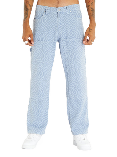 Housut Pleasures Washy Double Knee Work Pants Blue Sininen | P23F008 BLUE