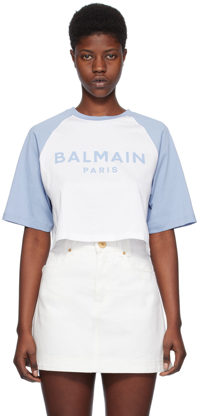 T-paita Balmain Raglan Sleeve T-Shirt Valkoinen | CF1EE090BB02