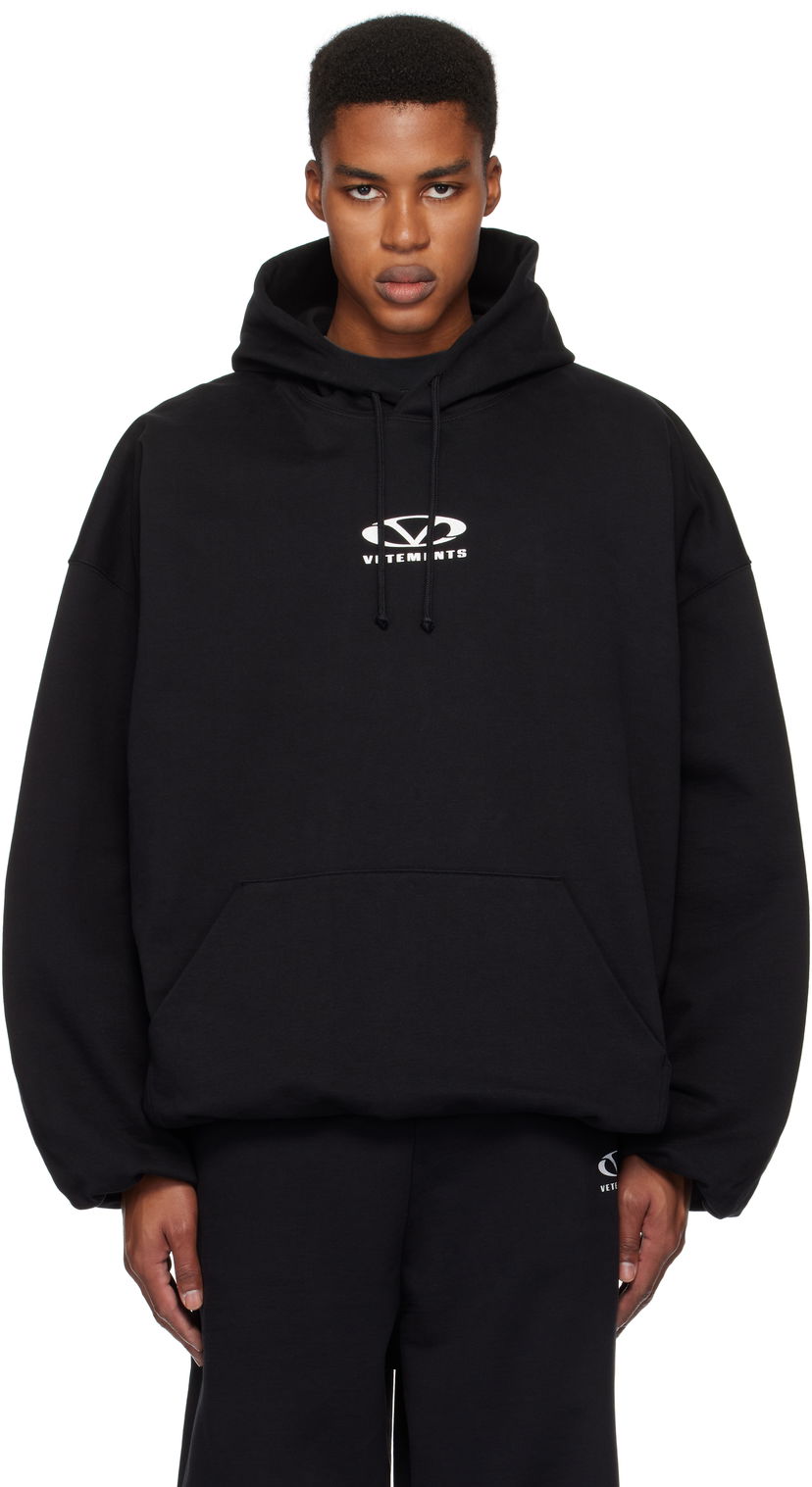 Huppari VETEMENTS Oval Logo Cropped Boxy Hoodie Musta | UA66HD600BW