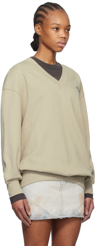 Villapaita We11done We11done Oversized V-Neck Sweatshirt Beige | WD-TS0-25-773-U-KK, 1