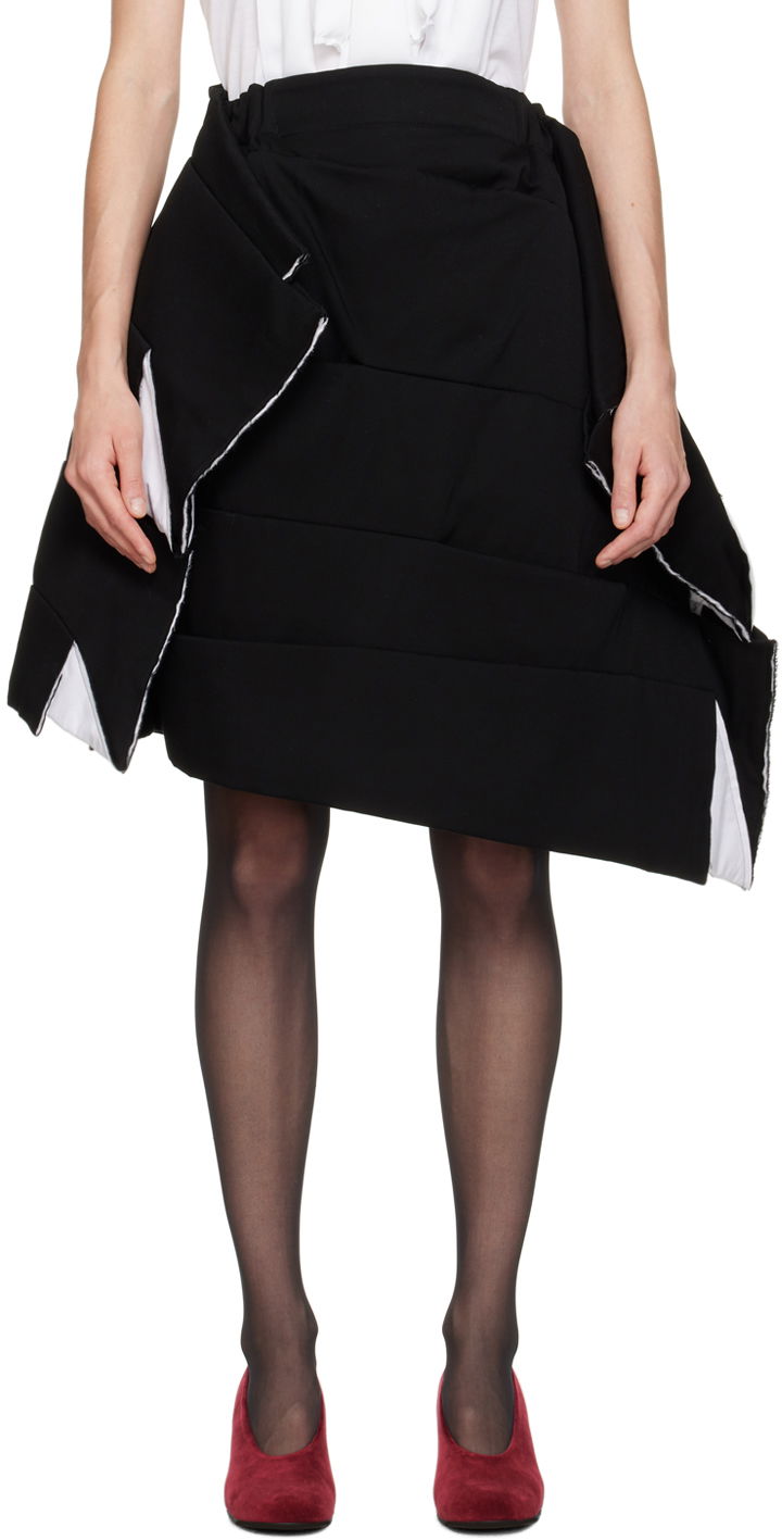 Hame Comme des Garçons Tiered Midi Skirt Musta | GL-S005-051
