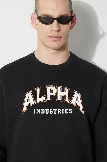 Huppari Alpha Industries Alpha Industries College Print Sweatshirt Musta | 146301, 4