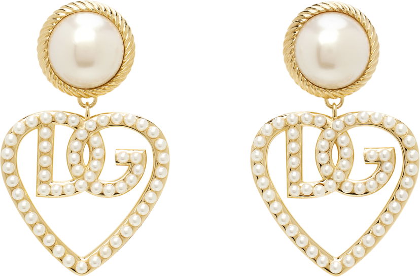 Korvakorut Dolce & Gabbana DG Logo & Heart Pearl Earrings Metallinen | WEQ6L4 W1111