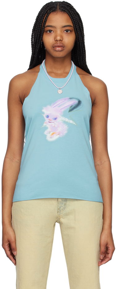 Tankkitoppi We11done Halter Graphic Tank Top Turkoosi | WD-TT1-23-738-W-SK, 0