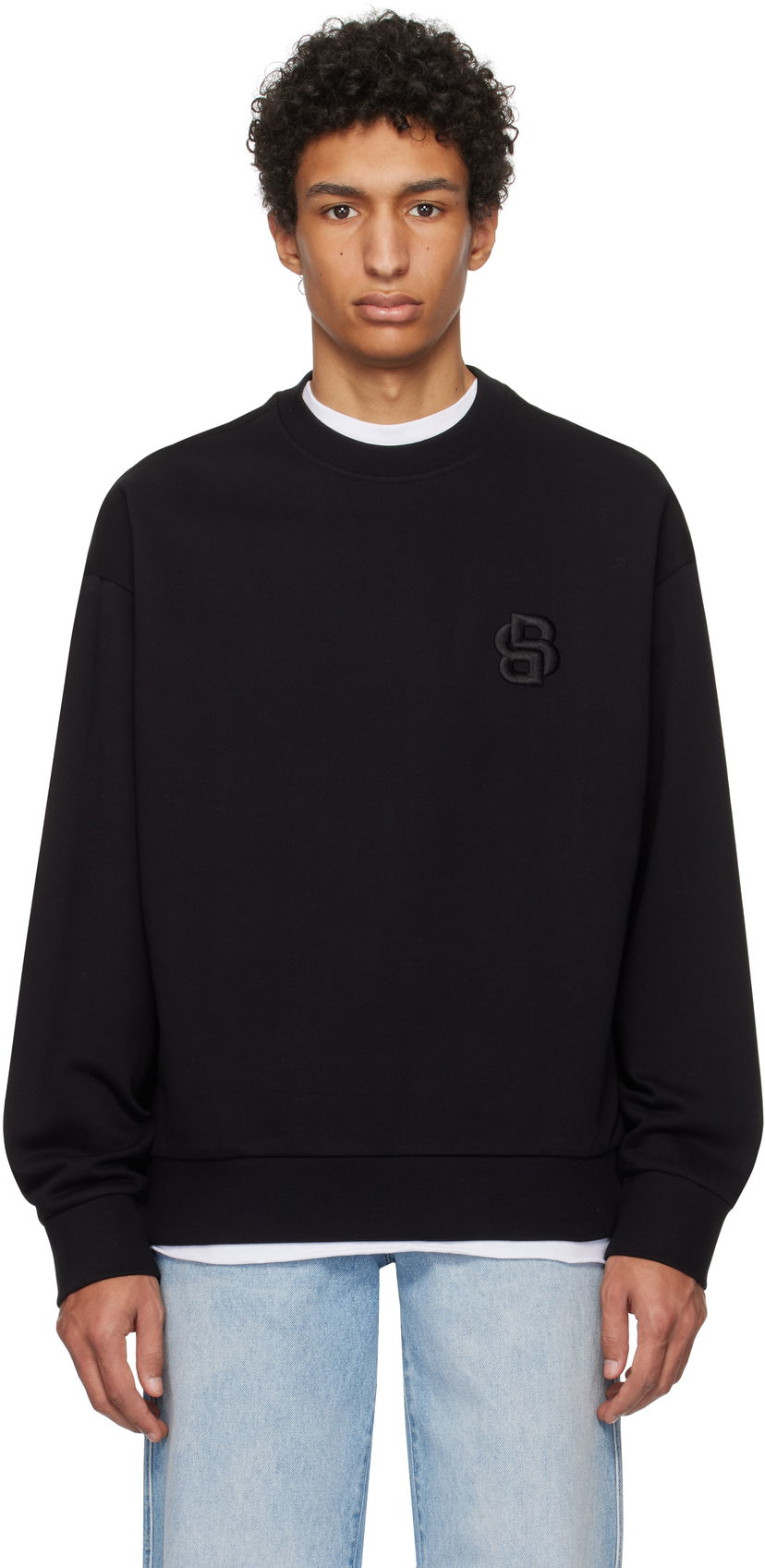 Villapaita BOSS Mercerized Cotton Sweatshirt Musta | 50533075