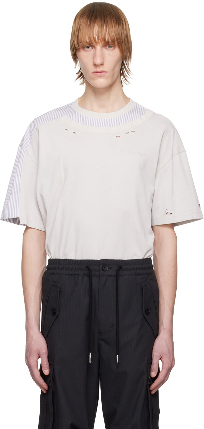 T-paita Feng Chen Wang Feng Chen Wang Distressed T-Shirt Beige | FMS15TS03G