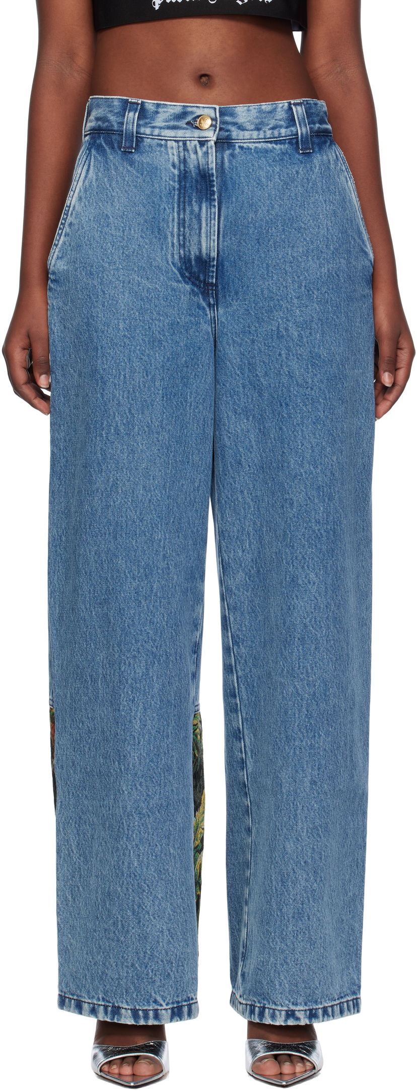 Jeans Palm Angels Baggy Jungle Insert Sininen | PWYB027F24DEN0024555