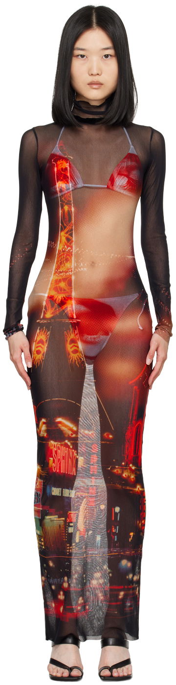 Mekko Jean Paul Gaultier Jean Paul Gaultier 'The Pigalle' Mesh Maxi Dress Monivärinen | 24/30-F-RO247-T552-00301550