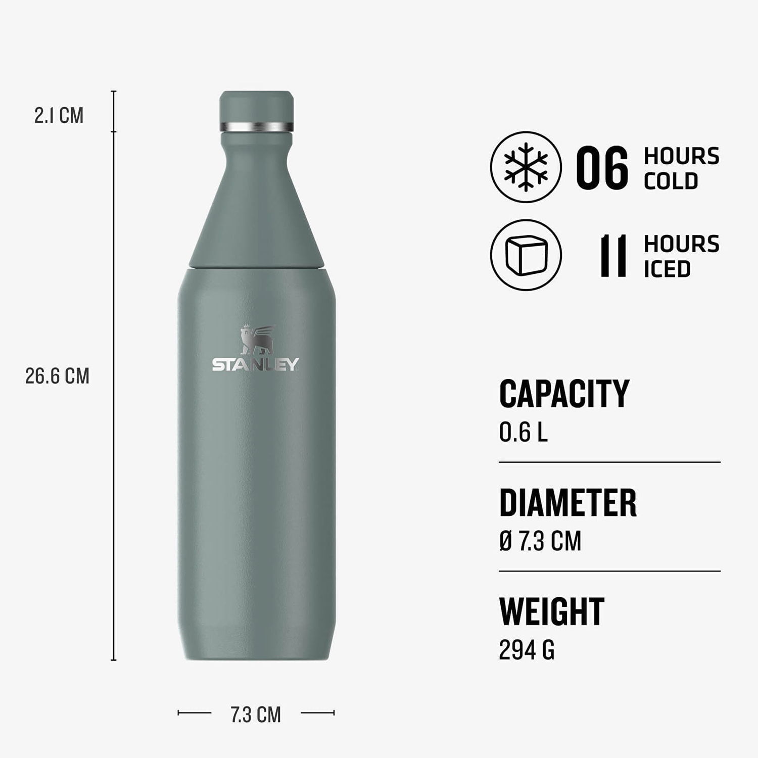 Juomapullo Stanley All Day Slim Bottle 600 ml Vihreä | 10-12069-023, 1