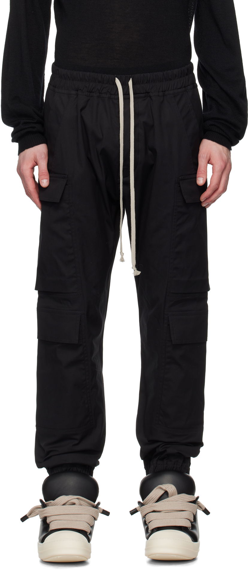 Cargo housut Rick Owens Rick Owens Hollywood Mastodon Megacargo Pants Musta | RU01E5337 TE