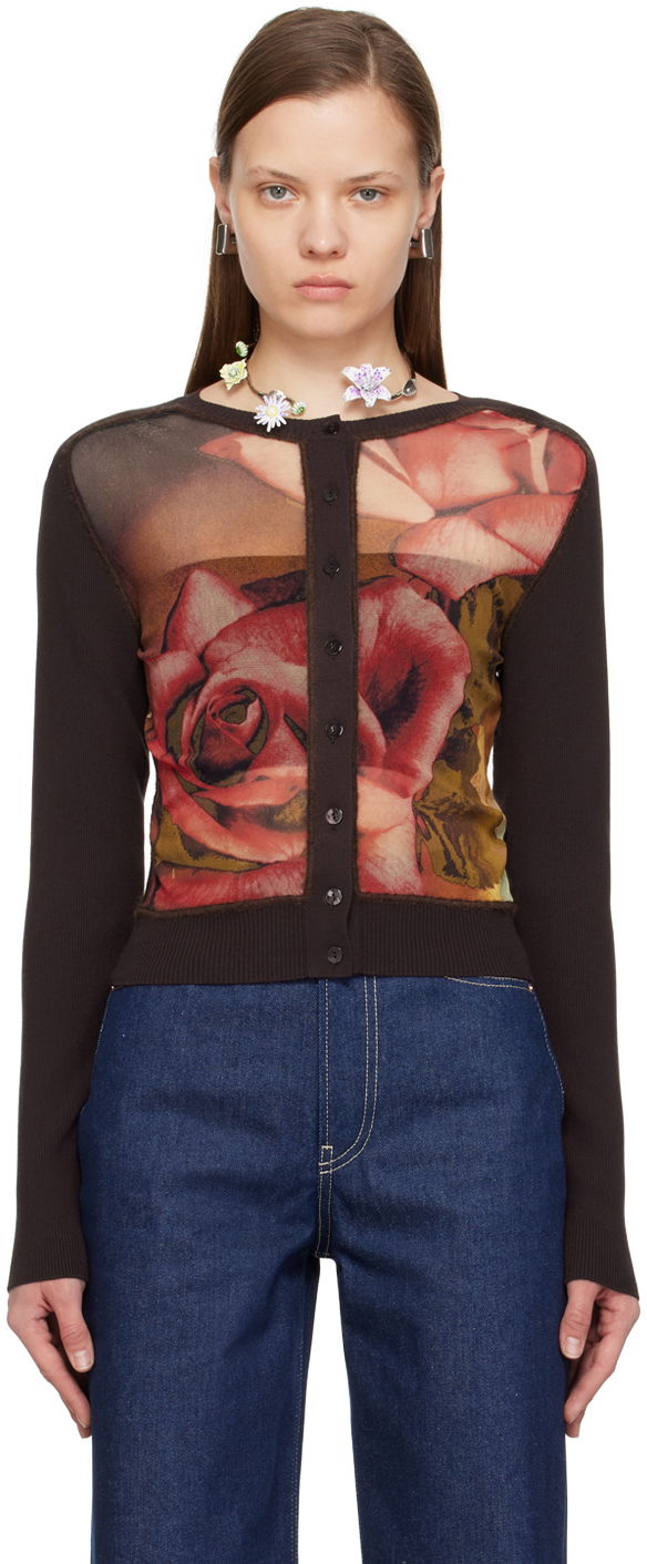 Villapaita Jean Paul Gaultier Gaultier Roses Print Cardigan Ruskea | 24/25-F-CA004-M063-60403050