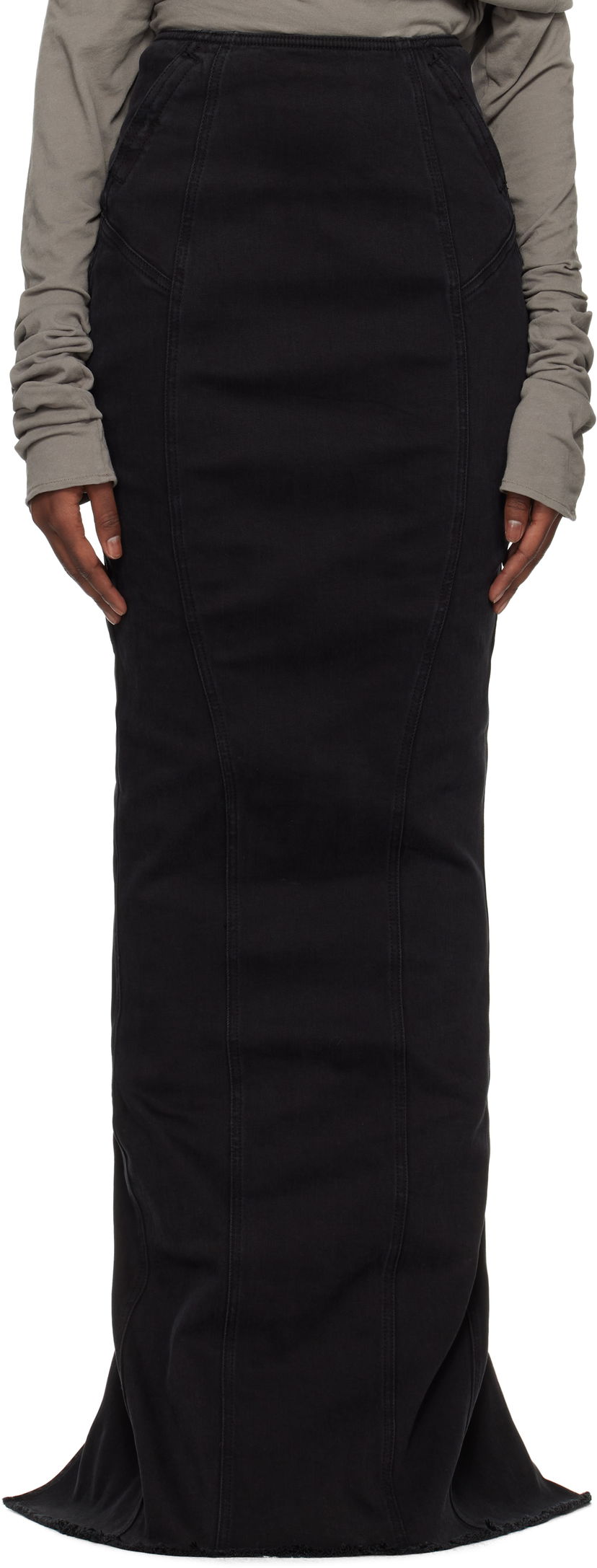 Hame Entire Studios Channel Denim Maxi Skirt Musta | ES2572MA