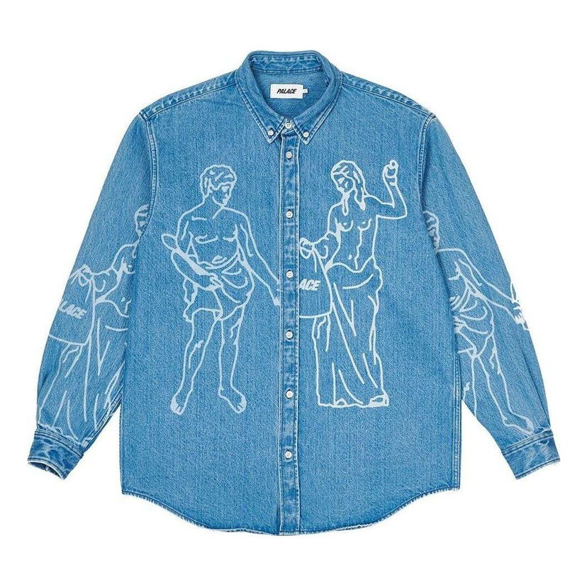 Paita Palace Palace Graphic Print Denim Shirt Sininen | P22SHT087