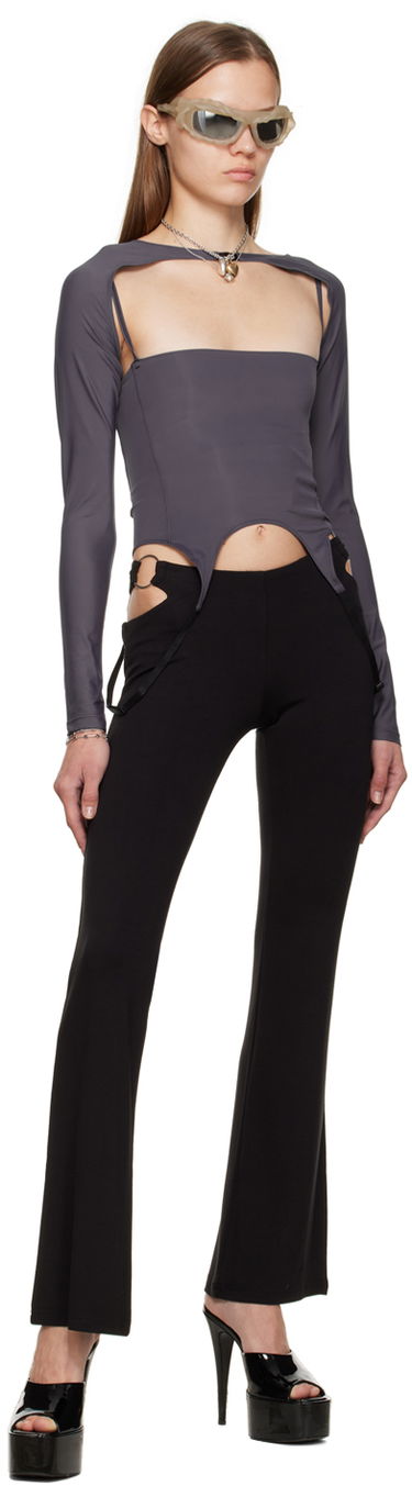 Crop top Miaou Miaou Phoenix Cutout Long Sleeve T-Shirt Harmaa | 7043TKCHL, 3