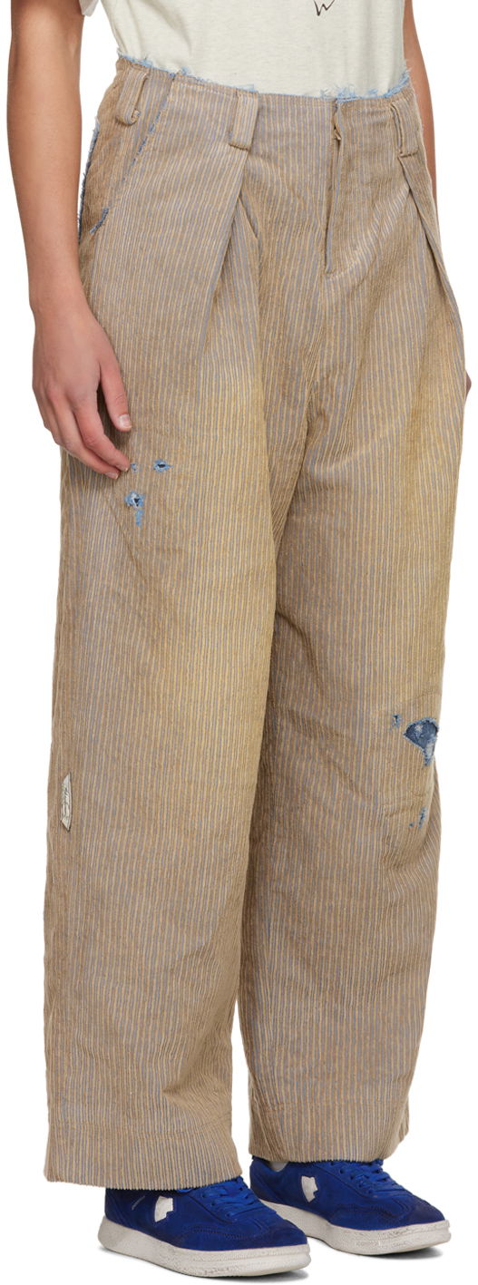 Housut ADER ERROR Carid Wide Leg Distressed Trousers Beige | BMADFWBT0106BG, 1