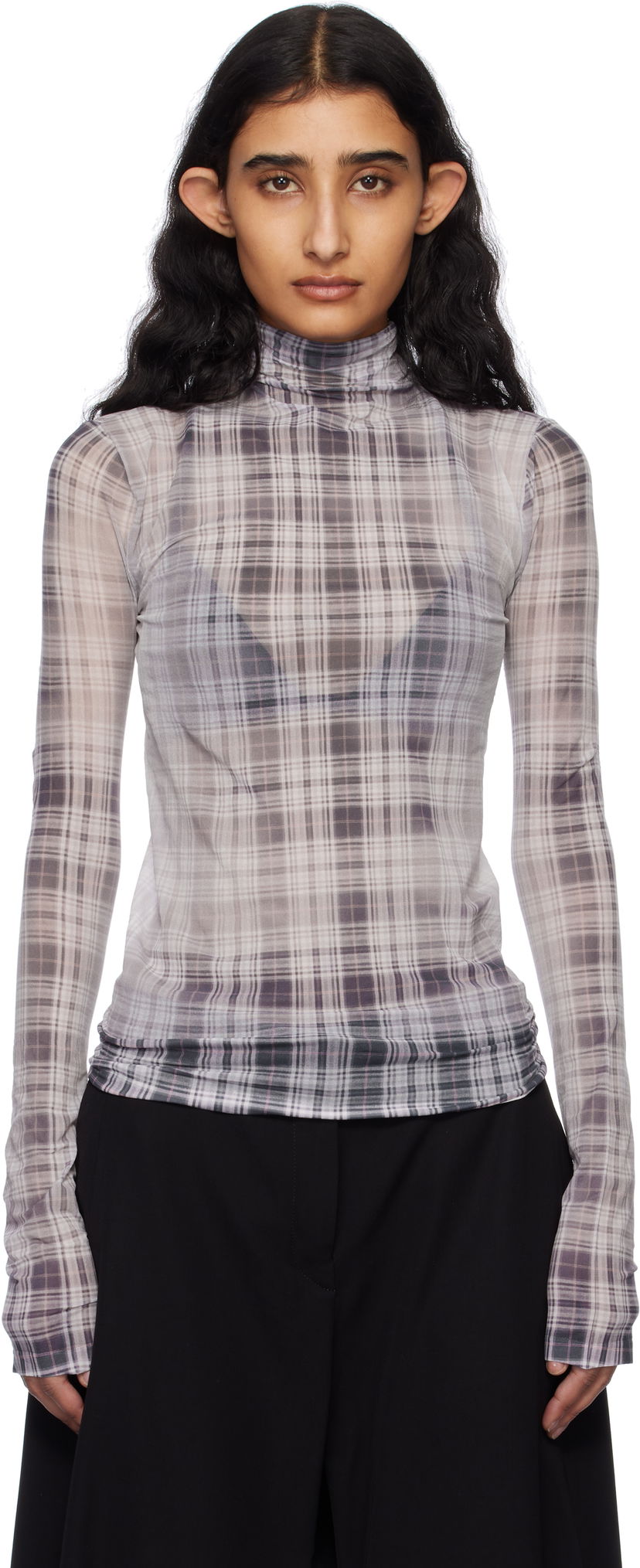 Villapaita Acne Studios Acne Studios Seamless Plaid Turtleneck Harmaa | AL0450-