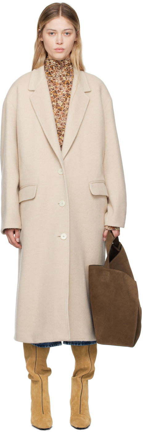 Takit ISABEL MARANT Ezefia Wool Long Coat Beige | MA0265FA-B3D03I