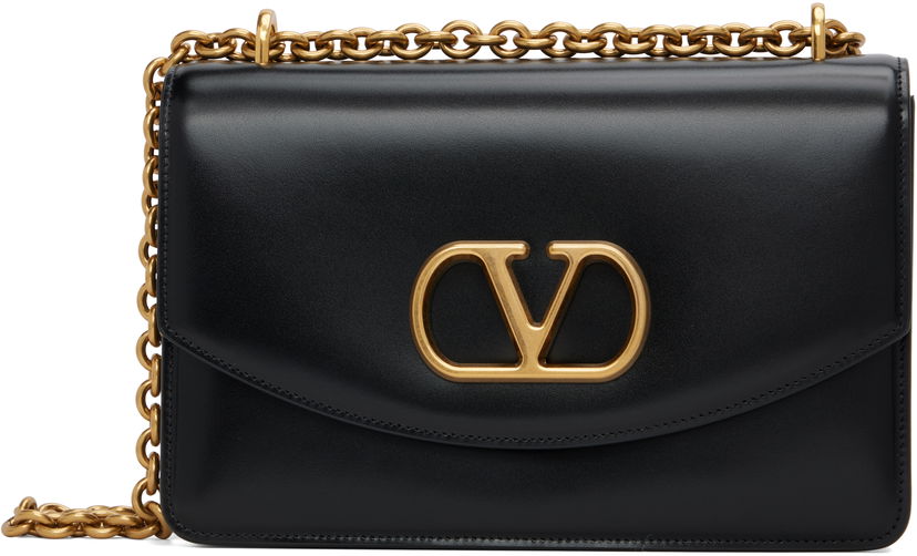 Olkalaukku Valentino Valentino Garavani Logo Calfskin Shoulder Bag Musta | 7Y2B0R16GCB