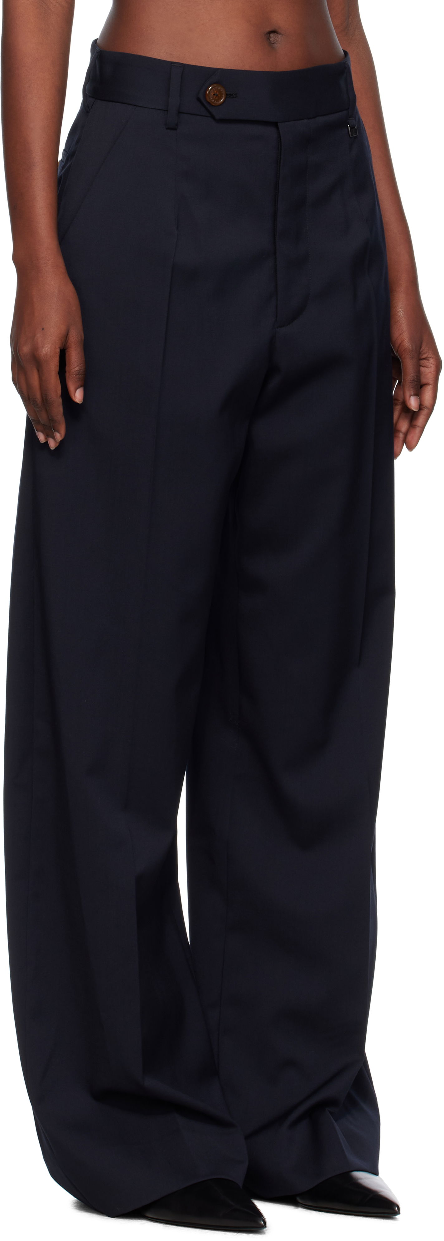 Housut Vivienne Westwood Vivienne Westwood Lauren Wide-Leg Trousers Tummansininen | 1F01000Z-W018V-, 1