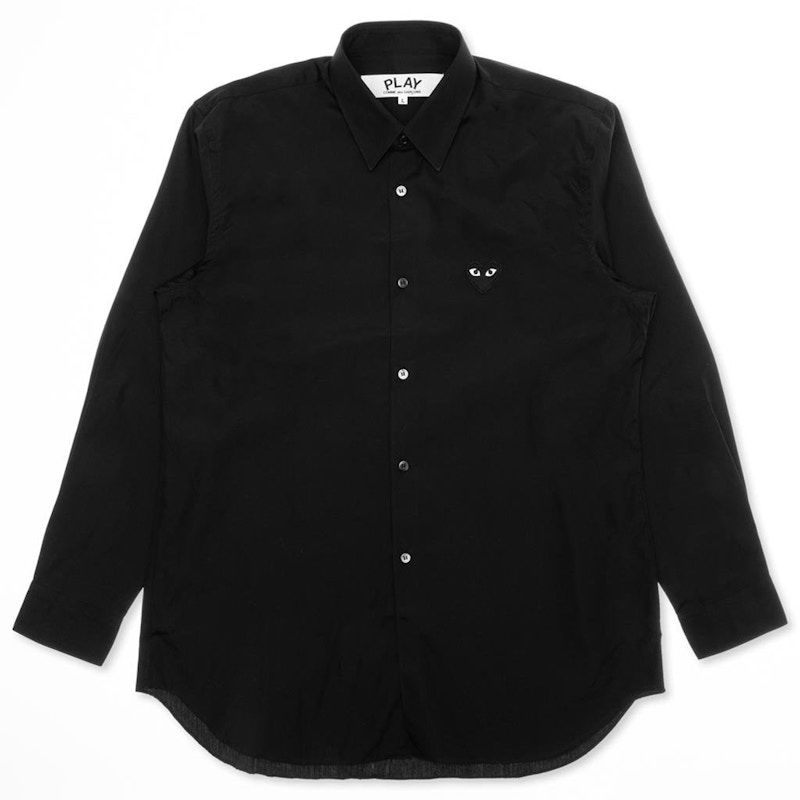 Paita Comme des Garçons Play Emblem Button Up Shirt Musta | AZ-B004-051-1