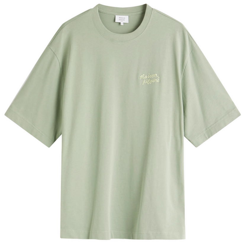 T-paita MAISON KITSUNÉ Maison Kitsuné Handwriting Embroidery Oversize T-Shirt, Large Vihreä | OM00123KJ0119-0078