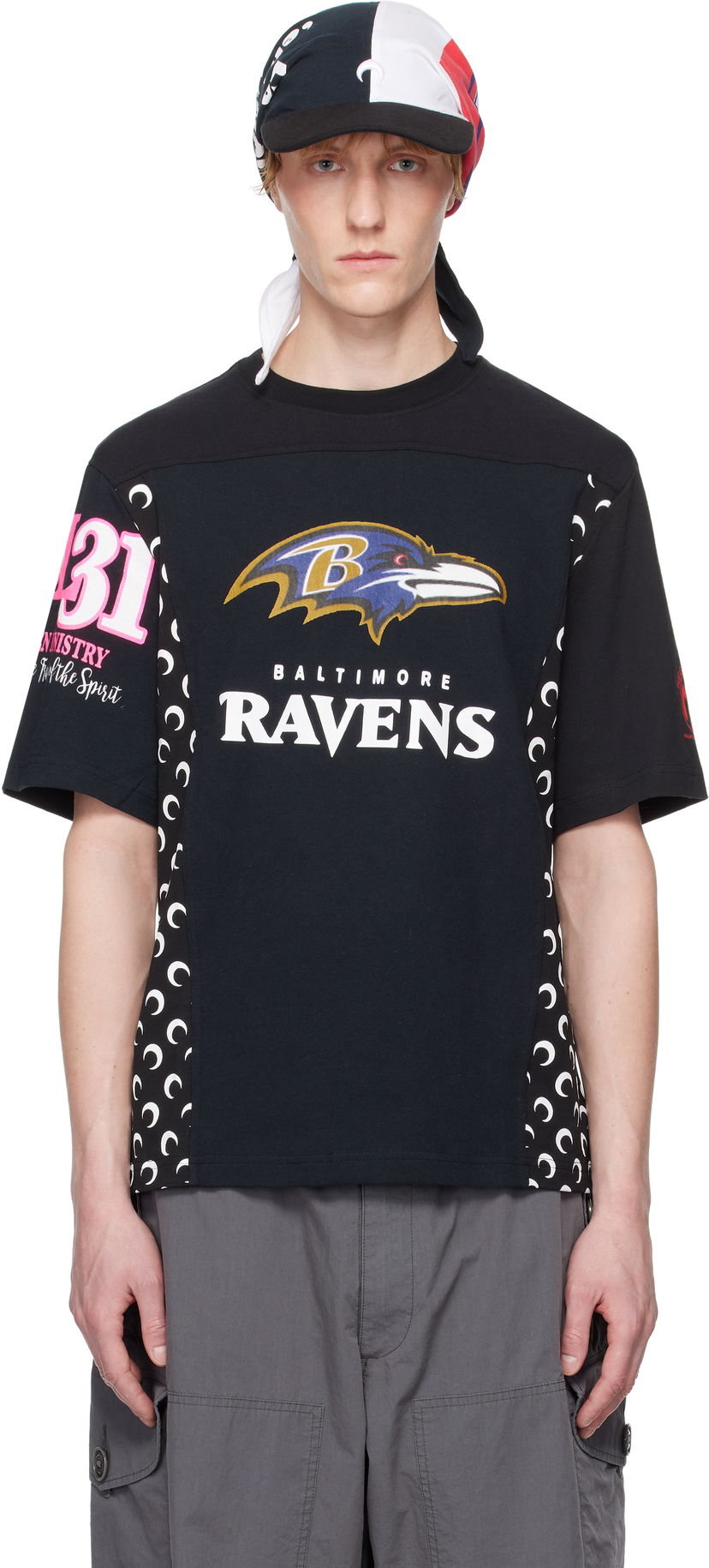 T-paita Marine Serre Marine Serre Ravens Graphic T-Shirt Musta | MTT093A UJER0003