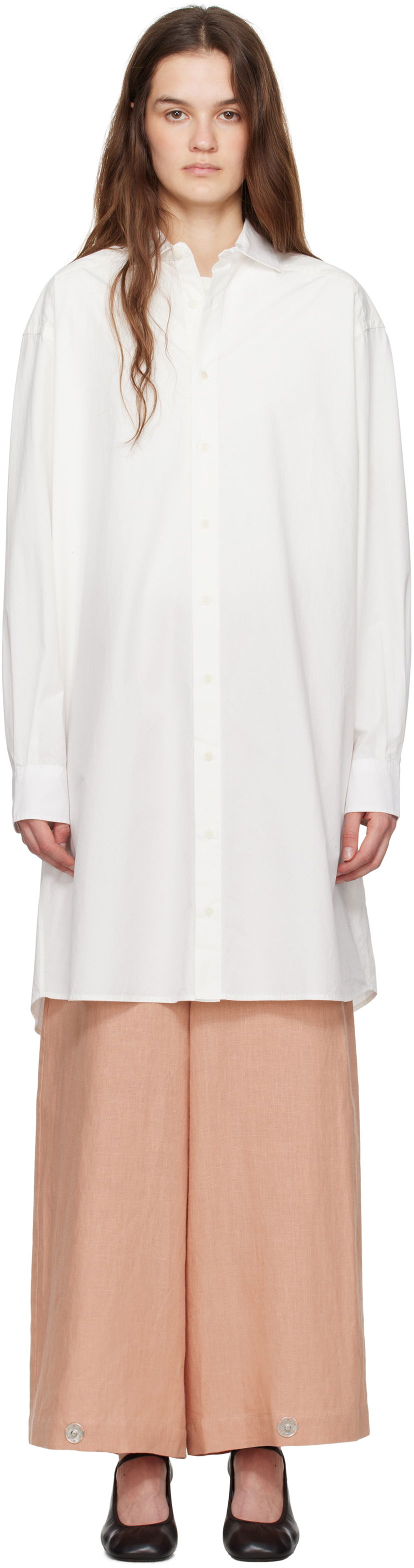 Paita Baserange Baserange Claude Shirt Midi Dress Valkoinen | DROL-POU-SP25