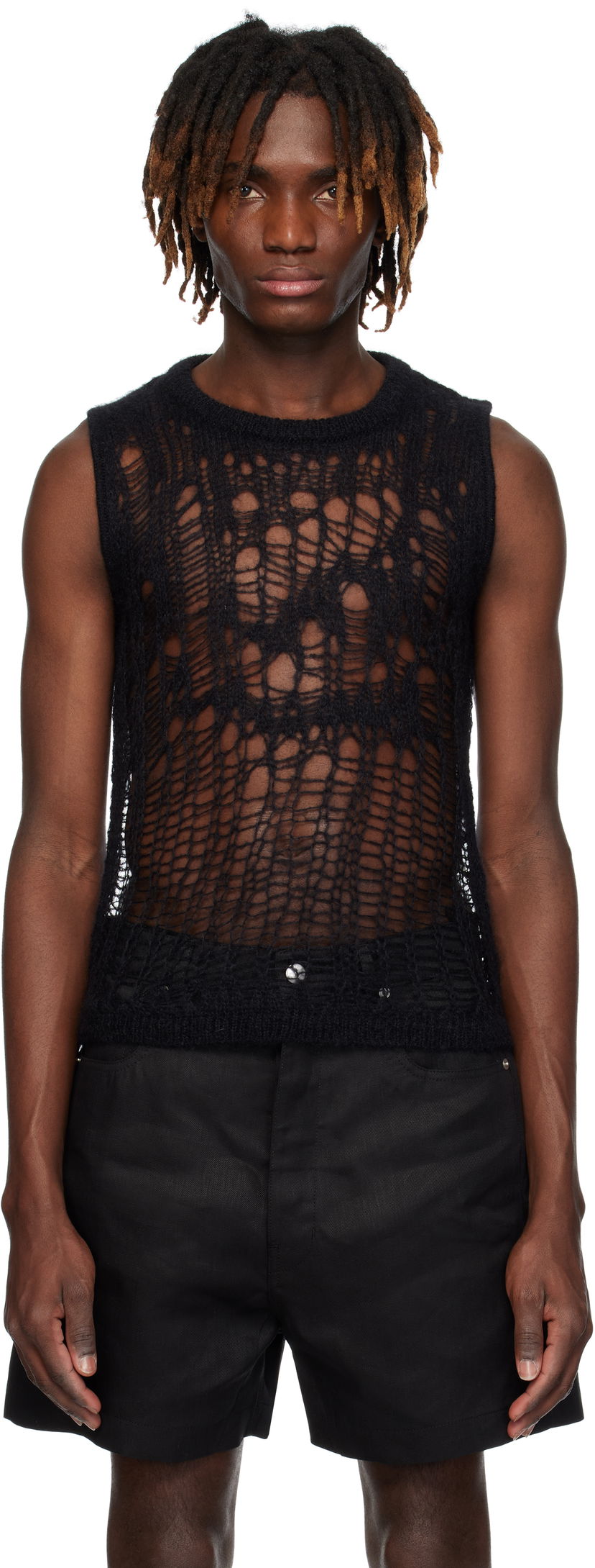 Villapaita Rick Owens Rick Owens Hollywood Spider Sleeveless Sweater Musta | RU01E5605 KNETMH