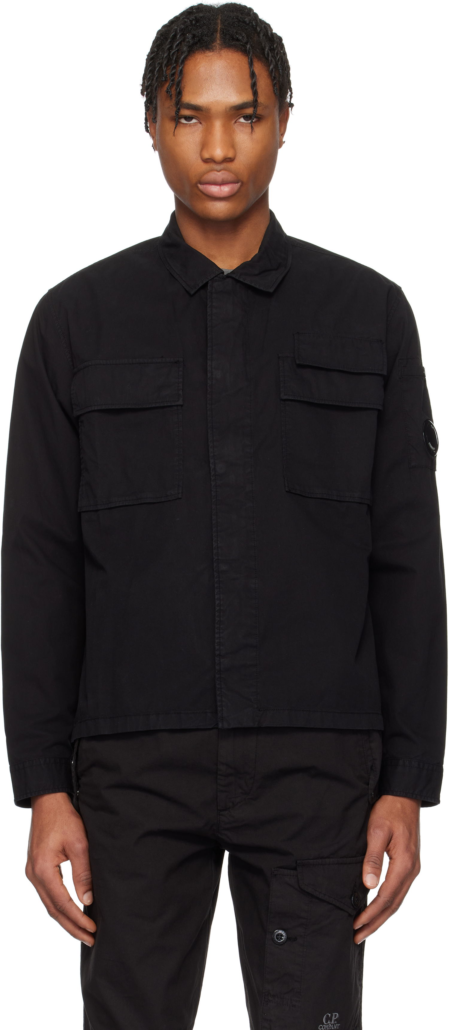 Paita C.P. Company C.P. Company Organic Gabardine Utility Lens Shirt Musta | 18CMSH128A-110143G, 0