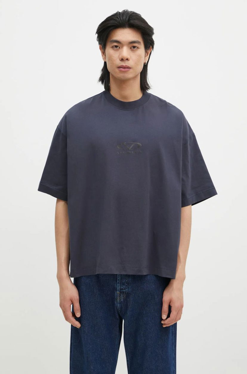 T-paita VETEMENTS Oval Logo Cropped Boxy T-Shirt Sininen | UA66TR600N