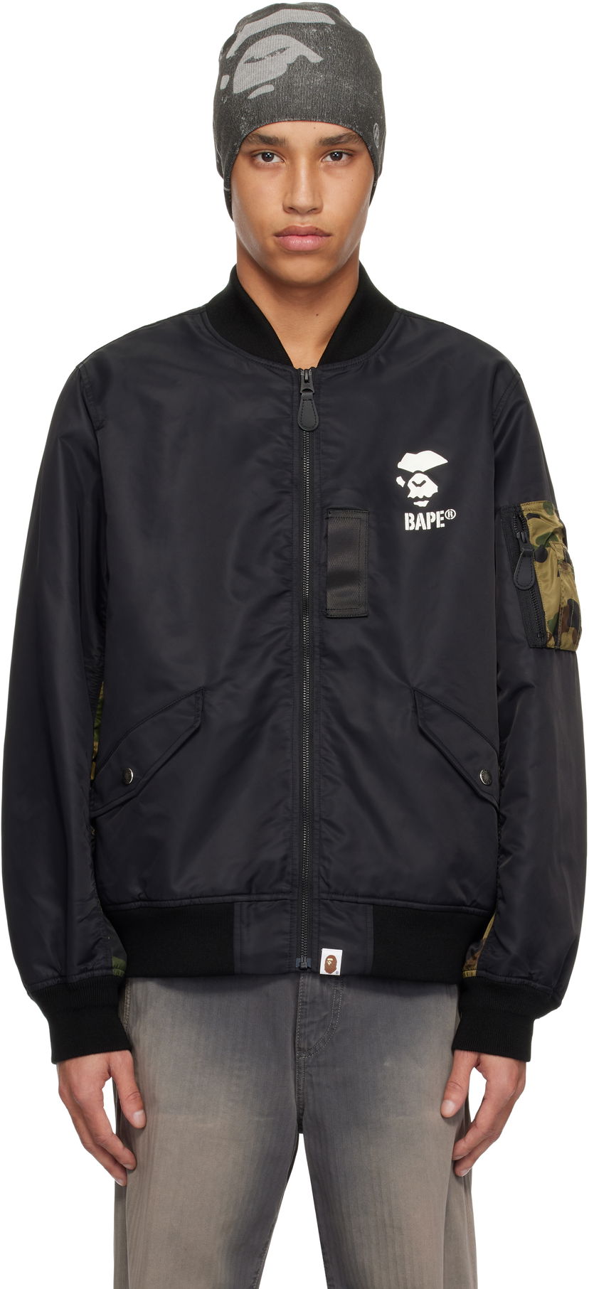 Bomber-takki BAPE A Bathing Ape 1st Camo Bomber Jacket Musta | 001LJK801006M