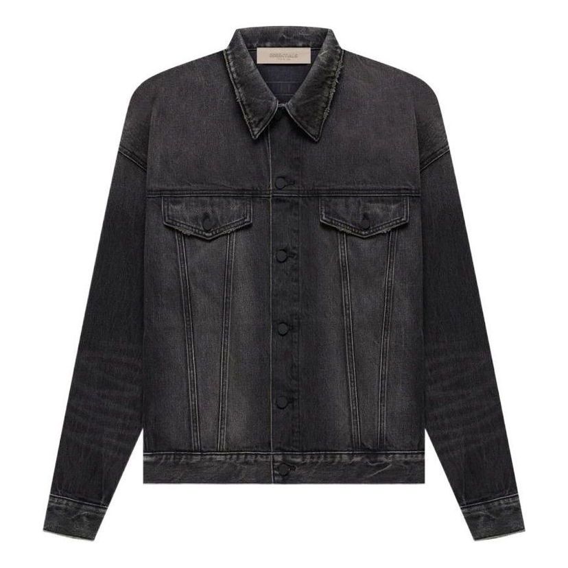 Takki Fear of God Essentials SS22 Denim Jacket Musta | FOG-SS22-291
