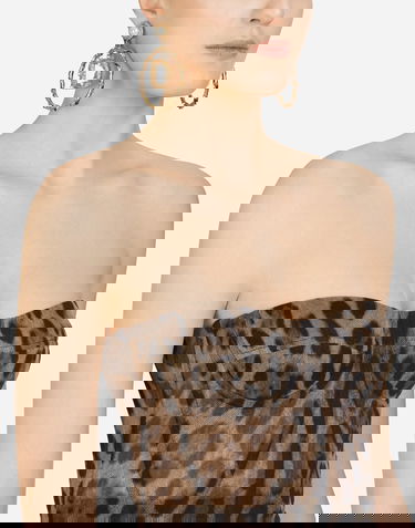 Crop top Dolce & Gabbana Leopard-print Tulle Bustier Monivärinen | F73V4TFSEGZHY13M, 3