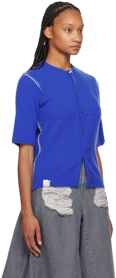 Villapaita ADER ERROR Short Sleeve Knit Cardigan Sininen | BN01SSKT0702BL, 4