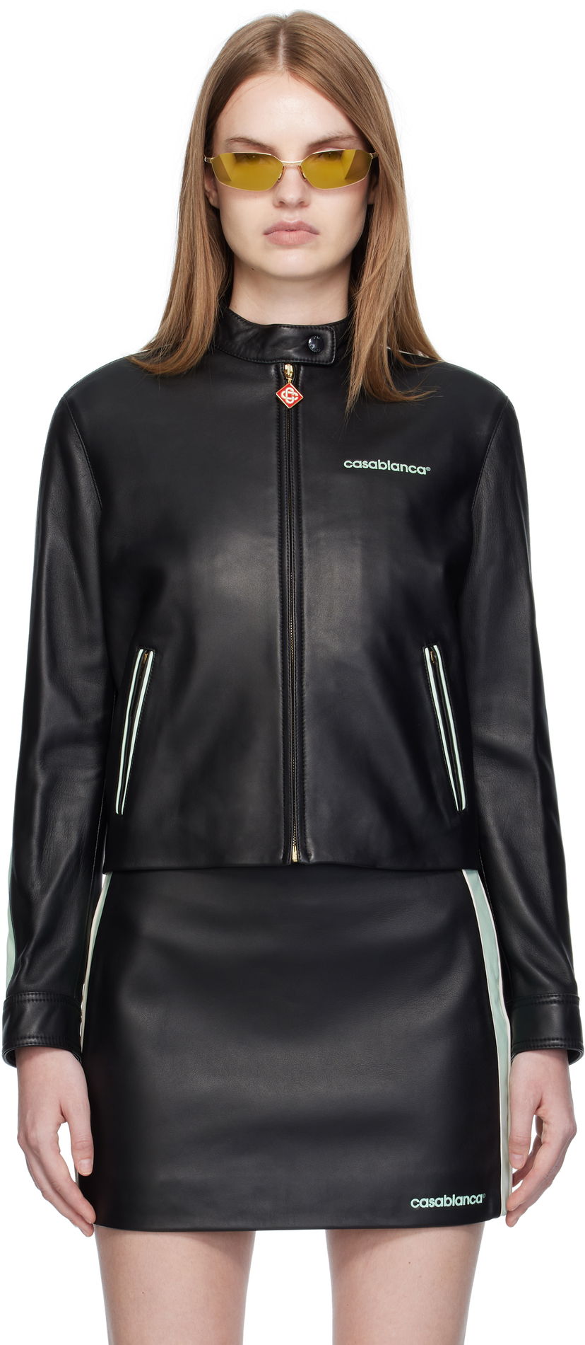 Takki Casablanca Casablanca Leather Racer Jacket Musta | WPF25-JK-400-01