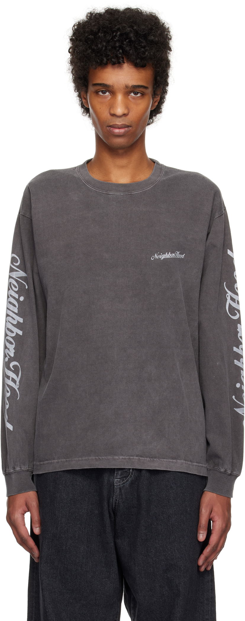 T-paita Neighborhood Neighborhood NH LS-12 Long Sleeve T-Shirt Harmaa | 242PCNH-LT12