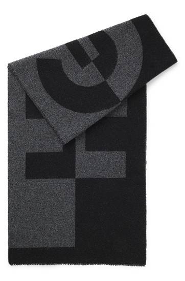 Huivi BOSS Wool-blend scarf with stacked logos Monivärinen | 50524767