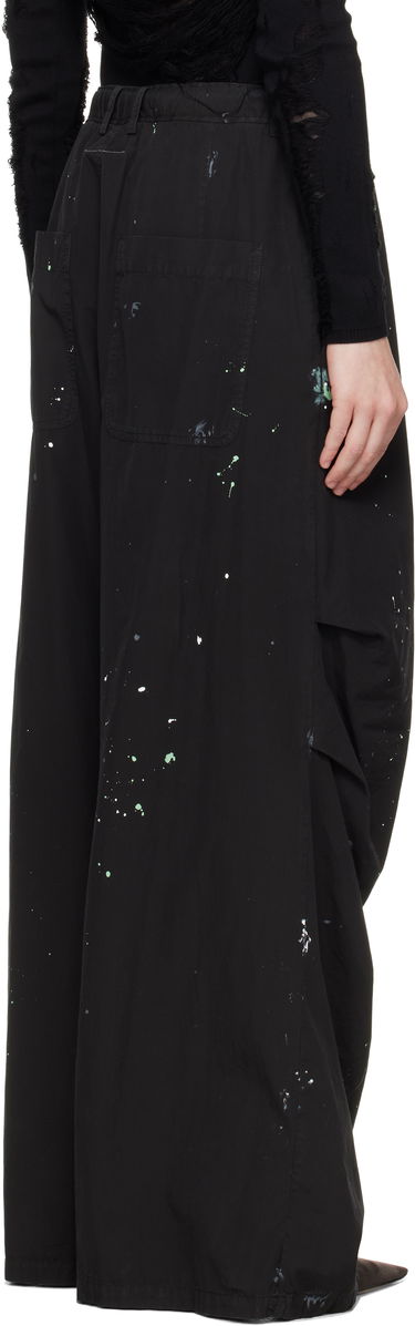 Cargo housut Maison Margiela MM6 Maison Margiela Light Cotton Poplin Wide Leg Trousers with Paint Splatter Musta | S62KB0240 M35458, 2
