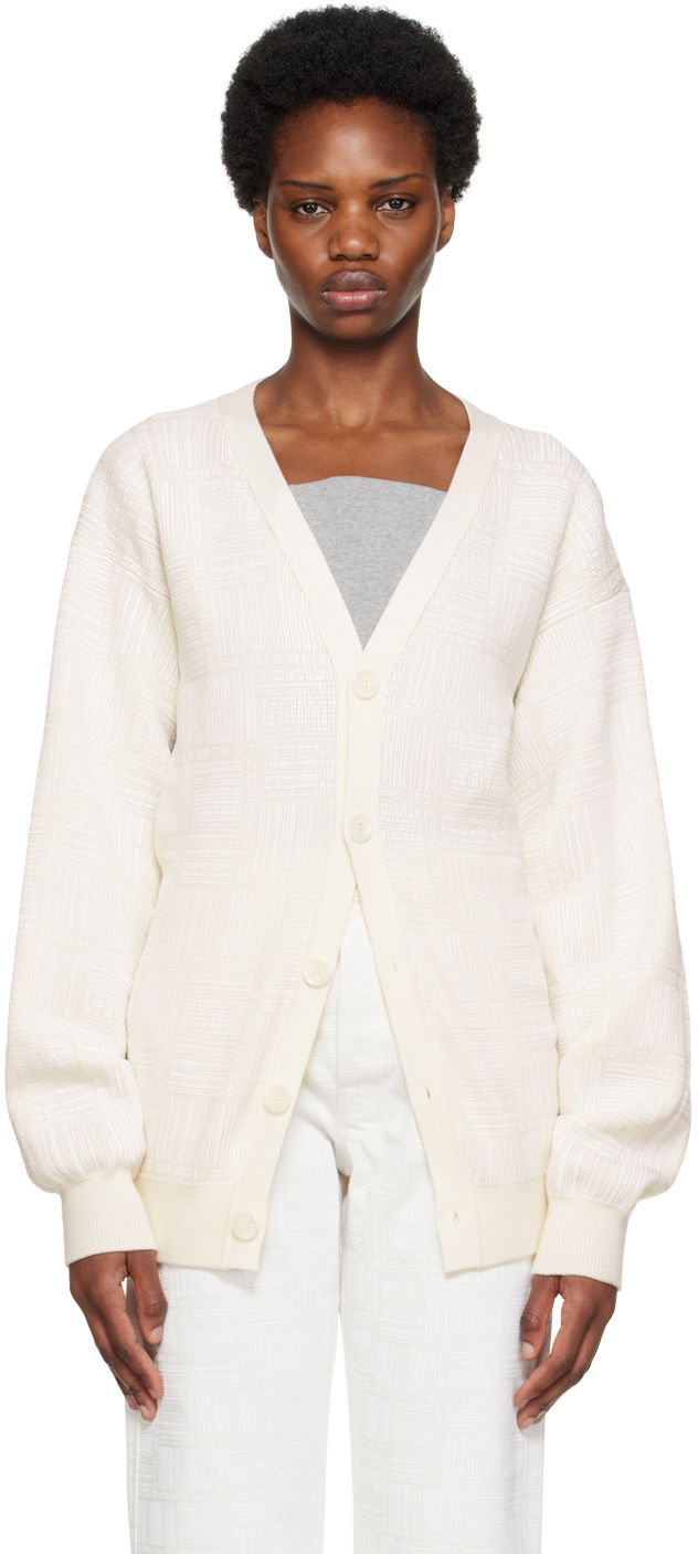 Villapaita VETEMENTS Barcode Knit Cardigan Valkoinen | VL14KN600W