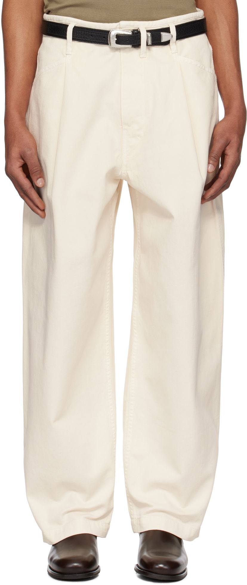 Housut LEMAIRE Lemaire Pleated Workwear Pants Valkoinen | PA1201 LD1034