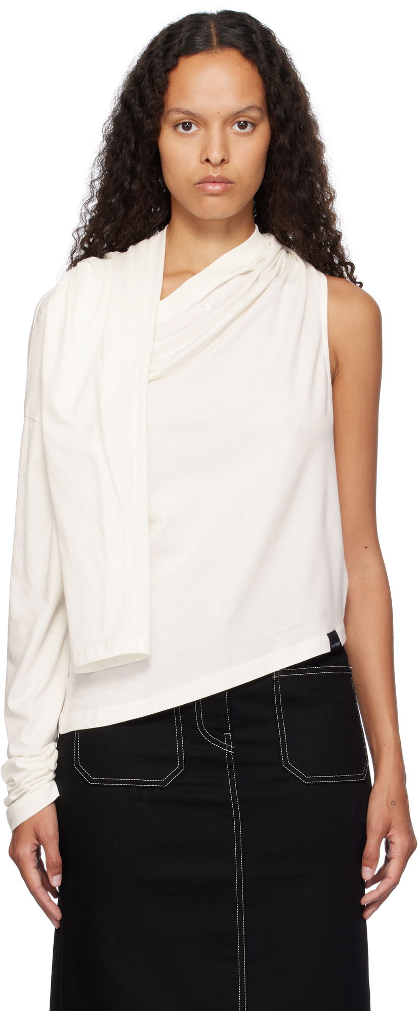 Tankkitoppi Courrèges Courrèges Asymmetric Off Shoulder T-Shirt Valkoinen | 424JTS154JS0175